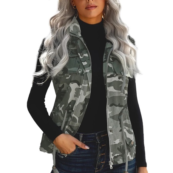 Camouflage Camo Utility Vest Full zip - Picture 6 of 7
